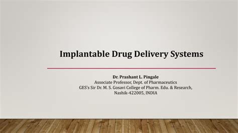 Implantable Drug Delivery System Ppt