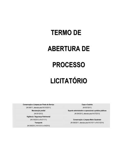 PDF Termo De Abertura De Processo Licitatorio Anticalote TERMO