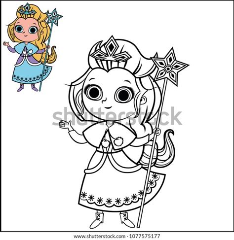 Cartoon Snow Princess Character Coloring Page Stock Vector Royalty