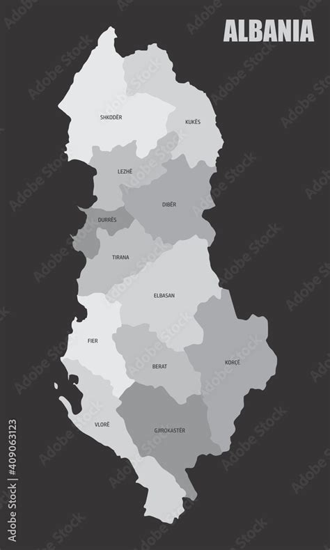 Albania regions map Stock Vector | Adobe Stock