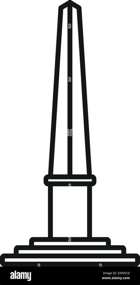 Simple Line Drawing Of A Tall Obelisk Standing On A Pedestal Evoking