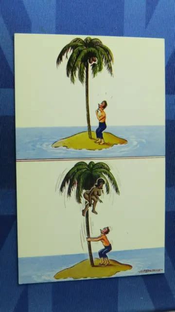 SAUCY BAMFORTH COMIC Postcard 1960s Nude Big Boobs Desert Island No