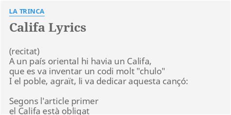 CALIFA LYRICS by LA TRINCA A un país oriental