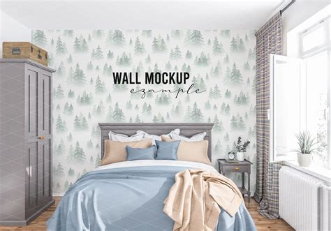 Wall Mockup Wallpaper Mockup Bedroom Graphic by Elmil Design · Creative ...