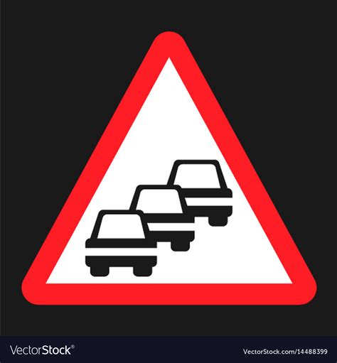 Traffic Congestion Sign Flat Icon Royalty Free Vector Image