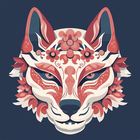 Premium Vector | Japanese mask with a wolf face