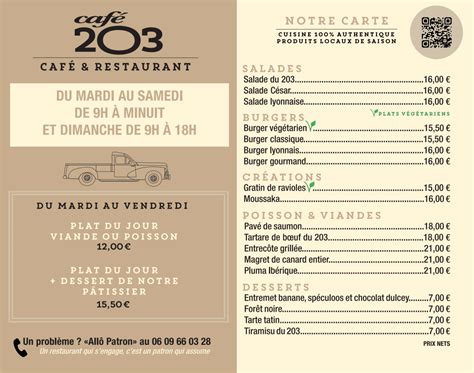 Carta y menù 2024 Actualizados Cafe 203 Vieux Lyon en Lyon TheFork