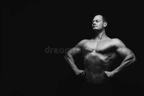 Strong Athletic Man Showes Naked Muscular Body Stock Image Image Of