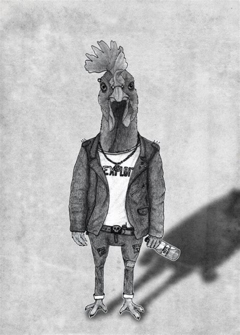 Punk Chiken Black And White Version Poster By Barruf Displate