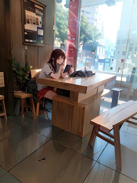 Sitting Alone In A Cafe In A Coffee Shop Goddess Checking Her Phone，4k High Quality Seaart Ai