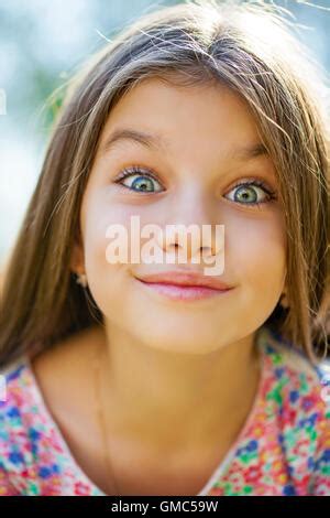 Cute Beautiful Kid Girl Year Old With Long Dark Blonde Hair In