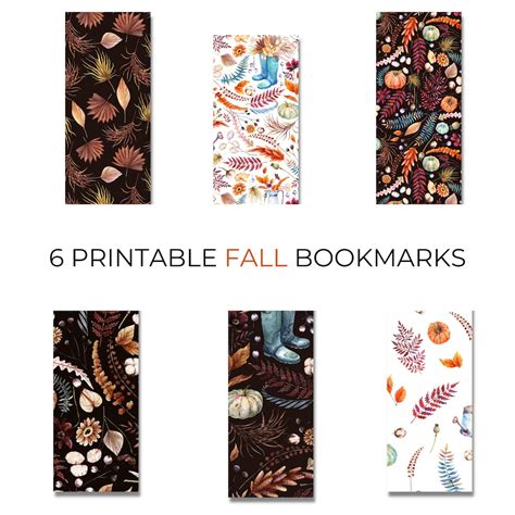 Printable Fall Bookmarks Fall Leaves Bookmarks Fall Bookmark Autumn