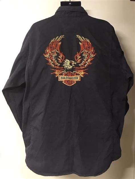 Vintage Harley Davidson Embroidered Long Sleeve Shirt Gem