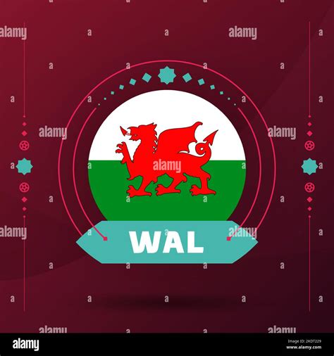 wales flag for 2022 football cup tournament. isolated National team flag with geometric elements ...