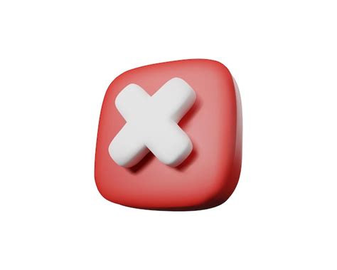 Premium PSD 3d Render Icon Of Red Cross Checkmark Button Cancel Sign