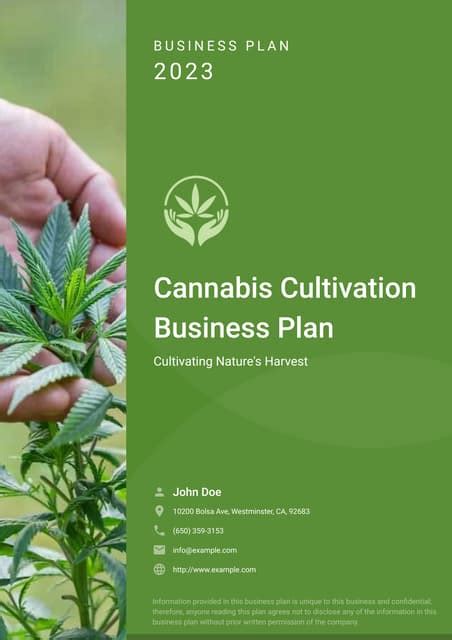 Cannabis Cultivation Business Plan Example Pdf