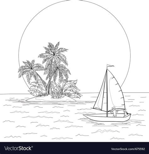 Закат на море рисунок раскраска (45 фото)