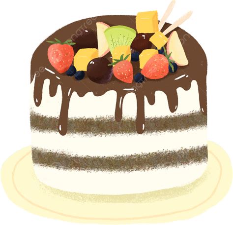 Pastel De Frutas De Chocolate Pintado A Mano Png Original Viento De