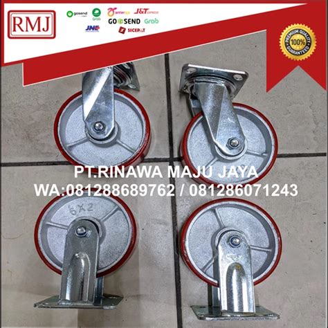 Jual Roda Troli Roda Trolley Pu Merah Inch Heavy Duty Set Hidup