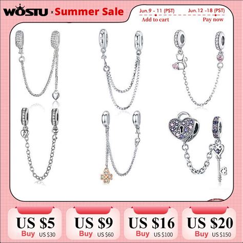 Hot Sale Sterling Silver The Key To Heart Safety Chain Charm