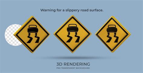 Premium PSD Traffic Sign Warning For A Slippery Road Surface 3d