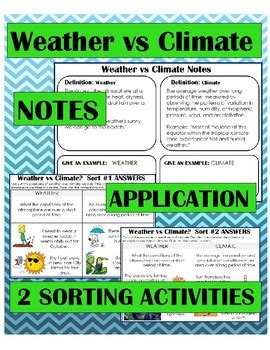 Climate Vs Weather Notes Application And Sorting Activity Differentiated