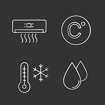 Air Conditioning Chalk Icons Set Ventilator Sketch Temperature Vector