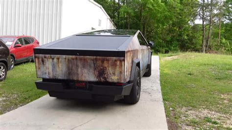 Check Out This Tesla Cybertruck Wrapped In Rust