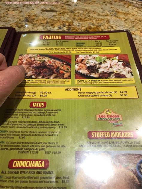 Menu at Los Cucos Mexican Cafe, Seguin