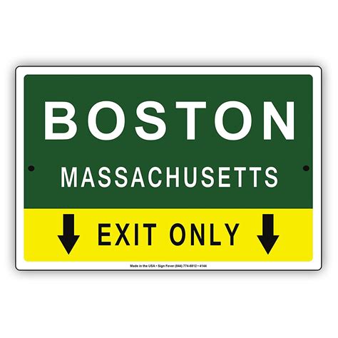 Boston Massachusetts Exit Only With Pointer Arrow Direction Way Road Signs Alert Caution Warning