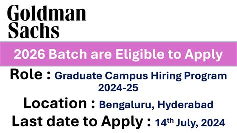 Goldman Sachs Graduate Campus Hiring Program 2024 25 In Bengaluru