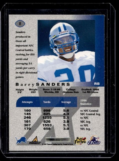 Pinnacle Express Barry Sanders Detroit Lions Ebay