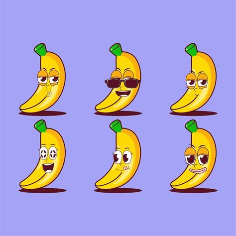 Premium Vector Vector Cartoon Emojis Of Banana Fruit