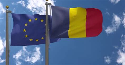 European Union Flag Vs Chad Flag On Flagpole, Stock Video - Envato Elements