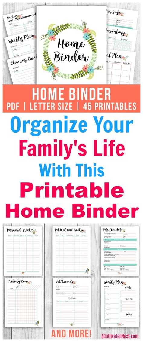 Printable Home Management Binder Floral A Cultivated Nest