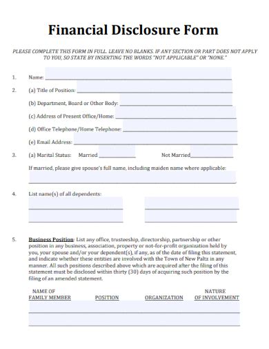 Free Disclosure Form Samples In Ms Word Google Docs Apple Pages