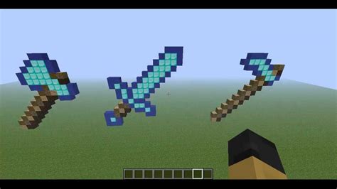 Minecraft Pixel Art Diamond Tools Episode 1 Youtube