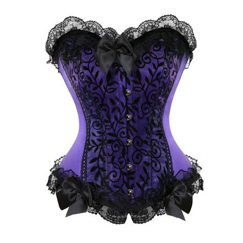 Women Gothic Floral Black Lace Trim Waist Trainer Body Shaper Slimming Plus Size S 6xl Bustier