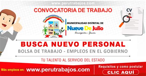 Empleo Municipalidad Nueve De Julio Sub Gerencia De Desarrollo