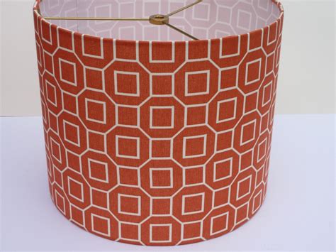 Drum Lamp Shade In Orange Geometric Fabric By Lampshadedesigns