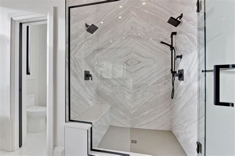 Stunning Book Matched Volakas Marble Veneer By Prima Stone Shower