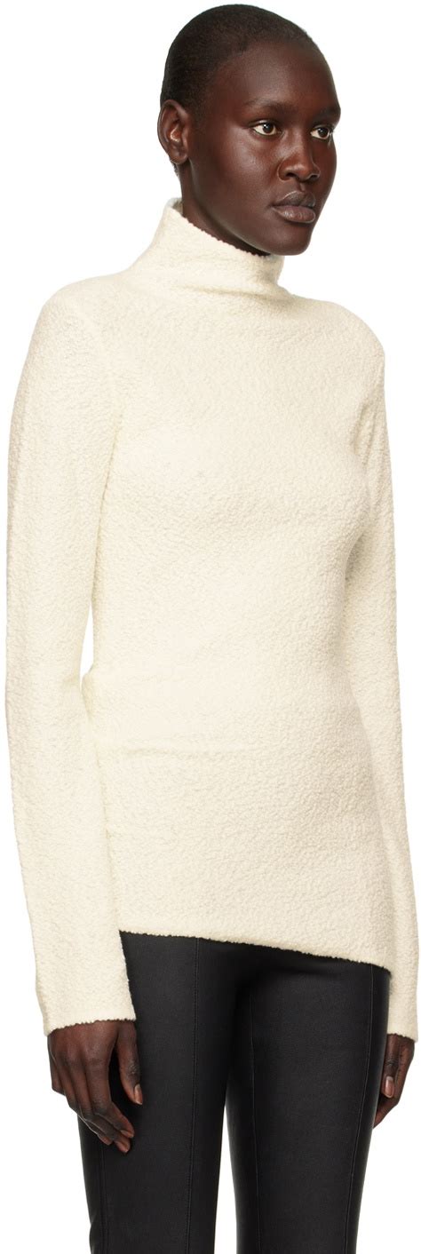 Helmut Lang Off White Asymmetric Turtleneck Helmut Lang