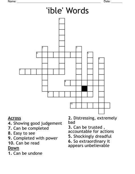 Words Ending In Ible Word Search Wordmint