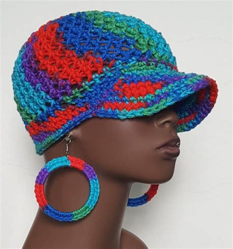 Multi Crochet Baseball Cap With Earrings By Razonda Lee Available At