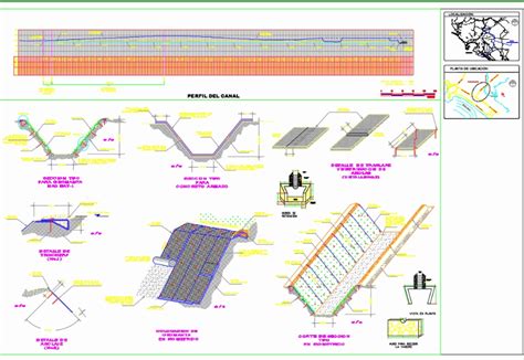 Recubrimiento De Canal Con Geomanta En AutoCAD CAD 1 15 MB Bibliocad