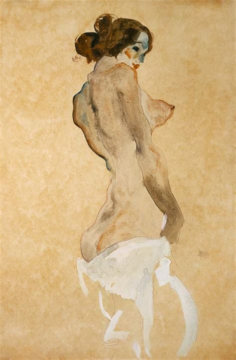 Standing Female Nude Egon Schiele As Art Print Or Hand Painted Oil