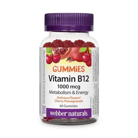 Webber Naturals Vitamin B12 1000mcg Gummies Cherry Pomegranate 60