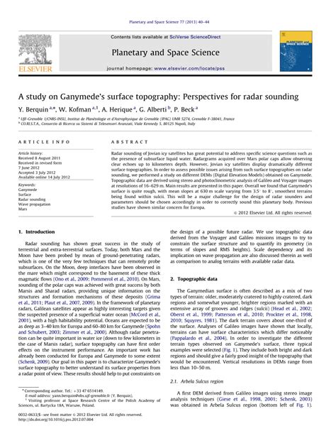 (PDF) A study on Ganymede's surface topography: Perspectives for radar ...