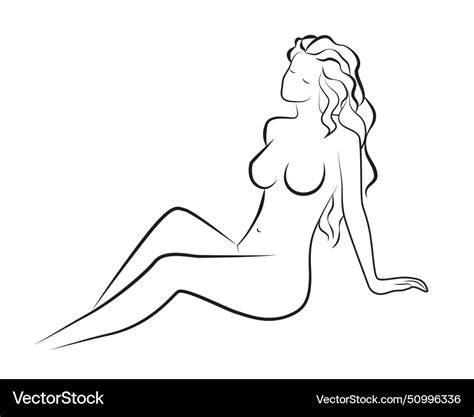 Silhouette Of Sitting Beautiful Nude Woman Vector Image