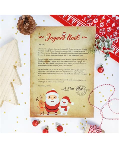 Lettre réponse du Père Noël Personnalisée Joyeux Noël Ourson Câlin